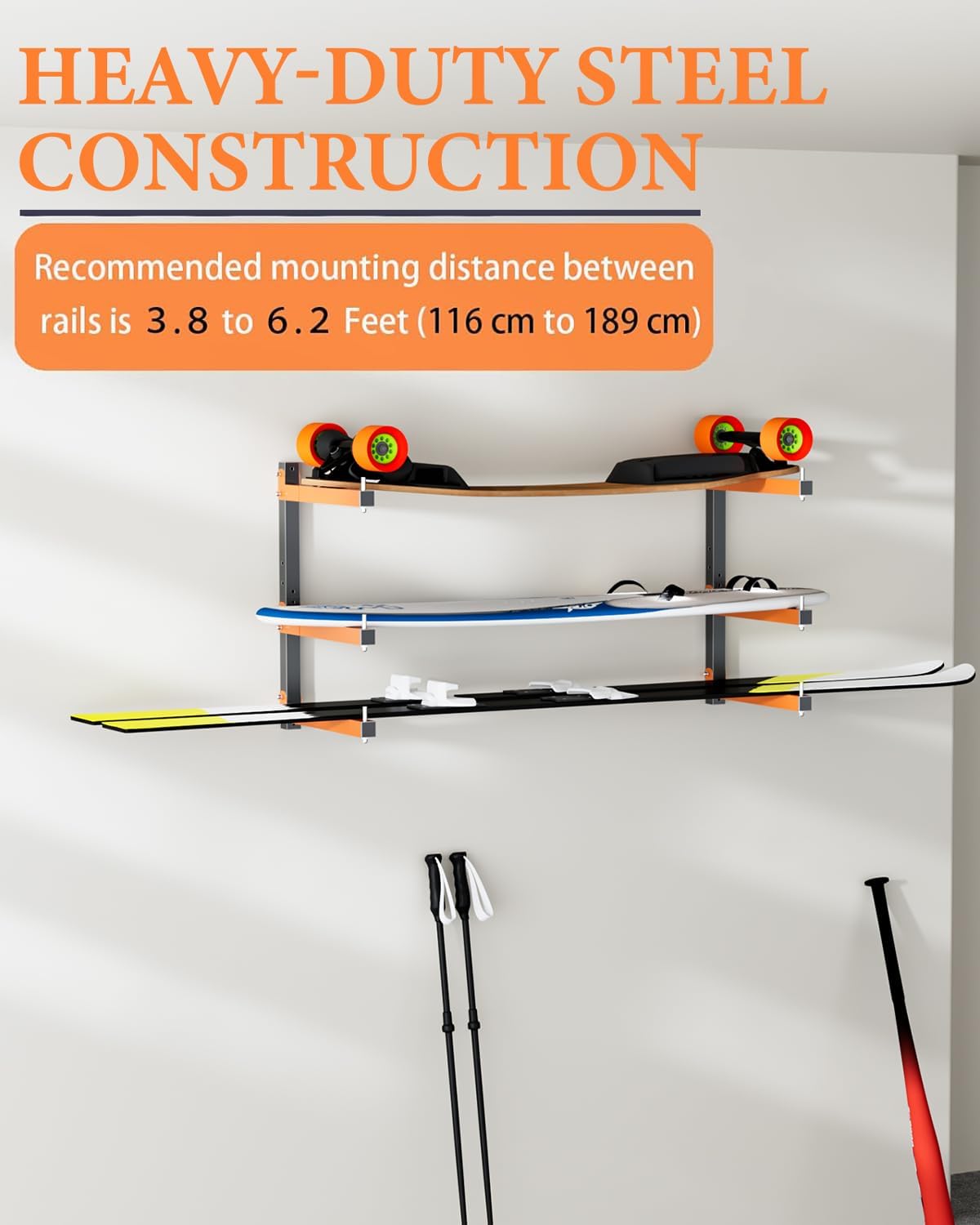 Lumber Storage Rack Wall-Mounted Lumber Racks Heavy Duty Wood Storage Rack with 6-Level Holds Up
