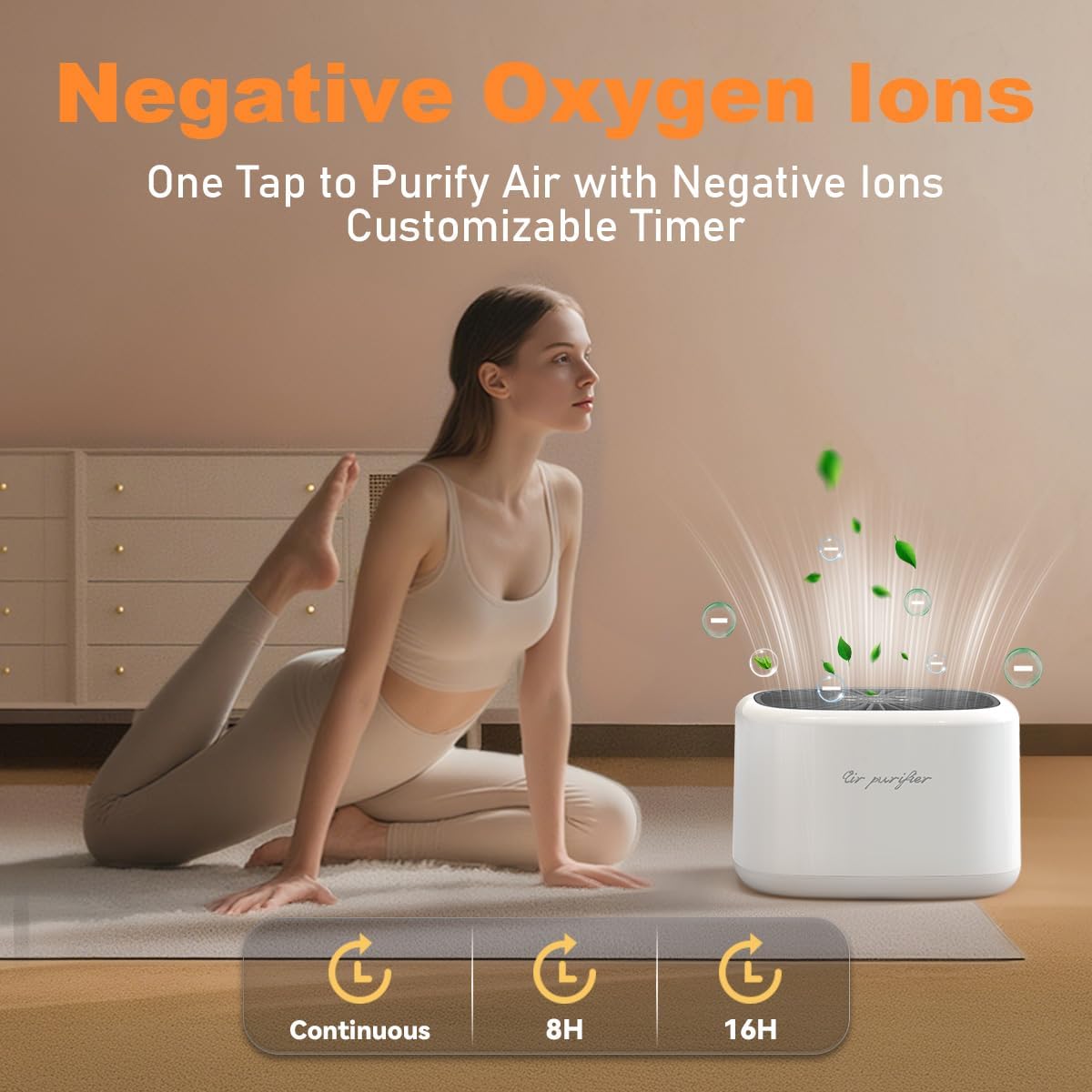 BeOkay Air Purifier Negative Oxygen Ion for Home HEPA Filter 5 Layers Filtration 3 Fan Modes