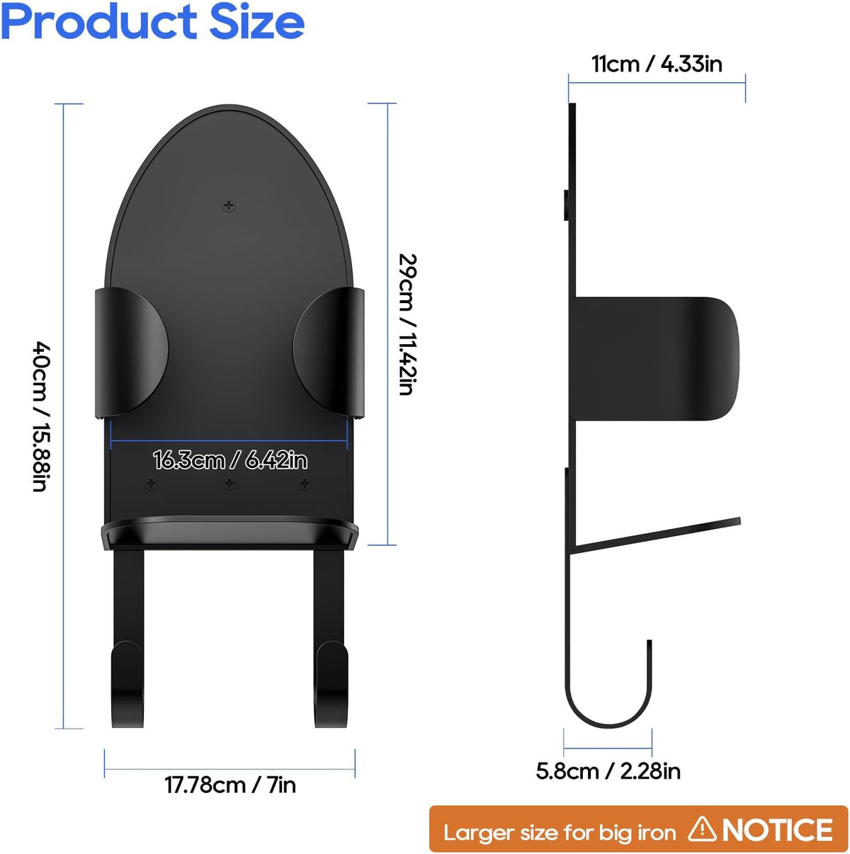 ORLESS Metal Large Ironing Board Holder Wall Mount, Ironing Board Hanger, Iron Board Holder, Iron
