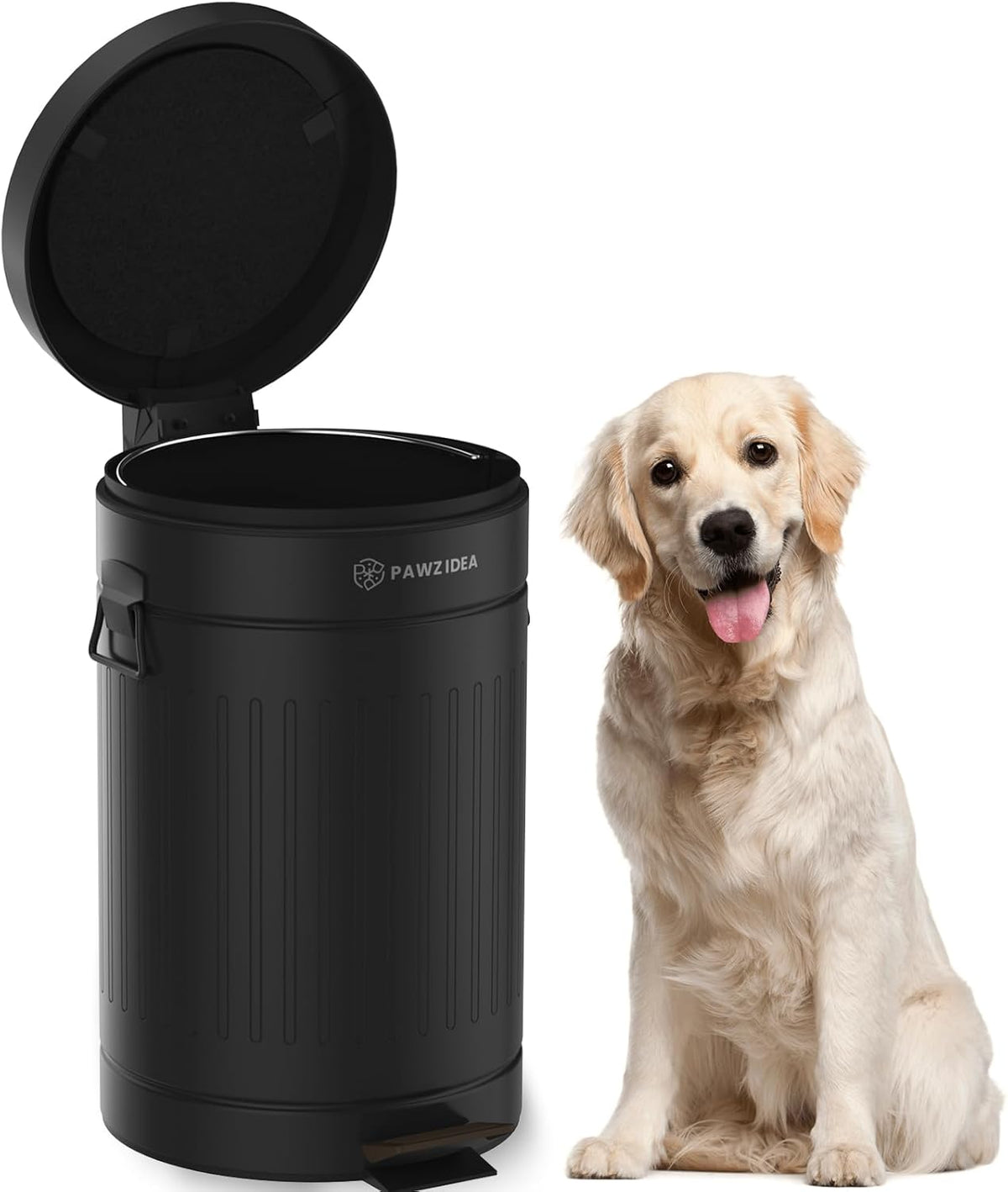PAWZIDEA Dog Poop Trash Can Outside Odor Control, 3.1 Gallon Outdoor Trash Can with Lid, Waterproof