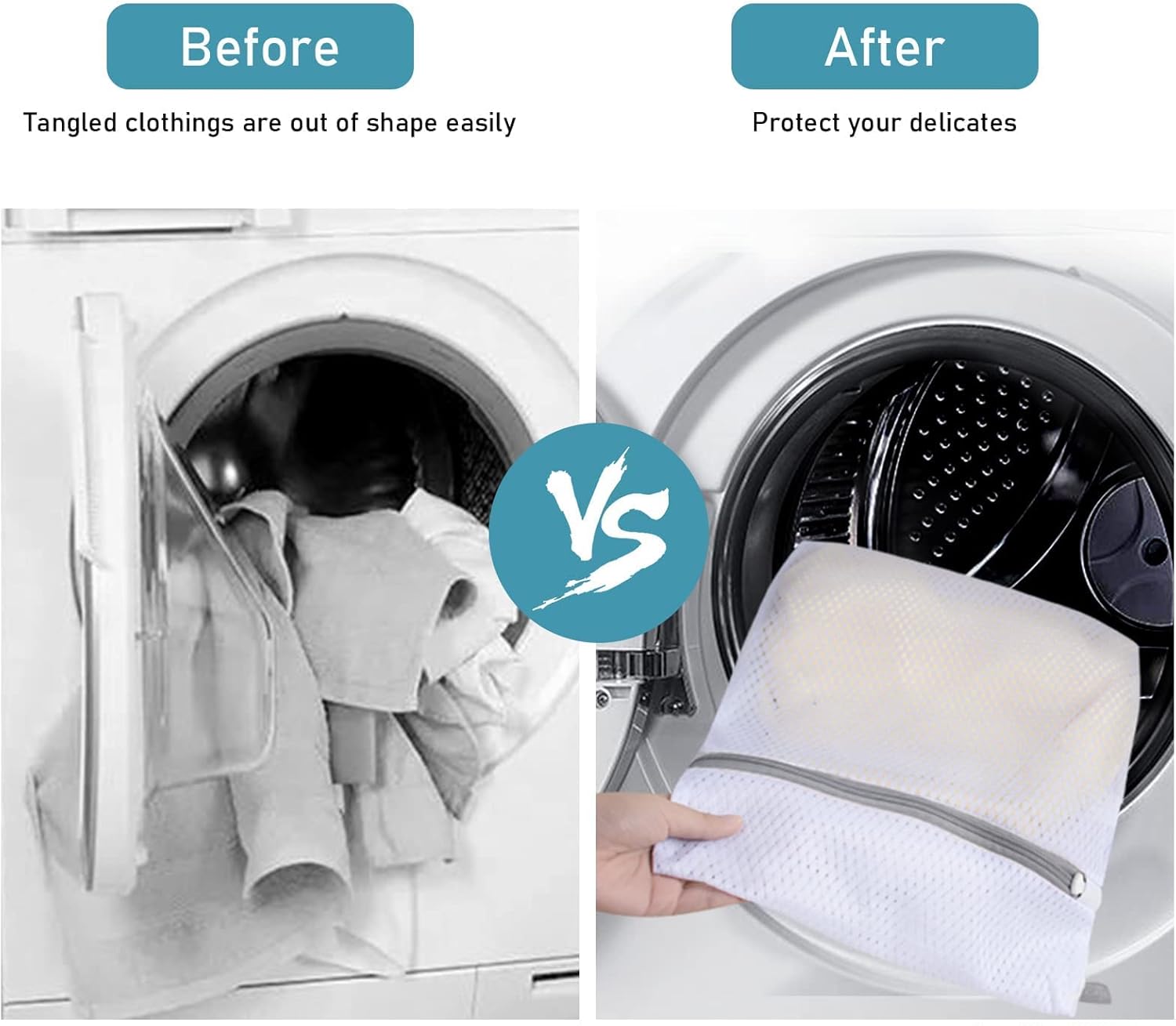 Polecasa 2Pcs 24 x 24 Inches Extra Durable 125g Diamond Mesh Laundry Bags with Sturdy Zipper for