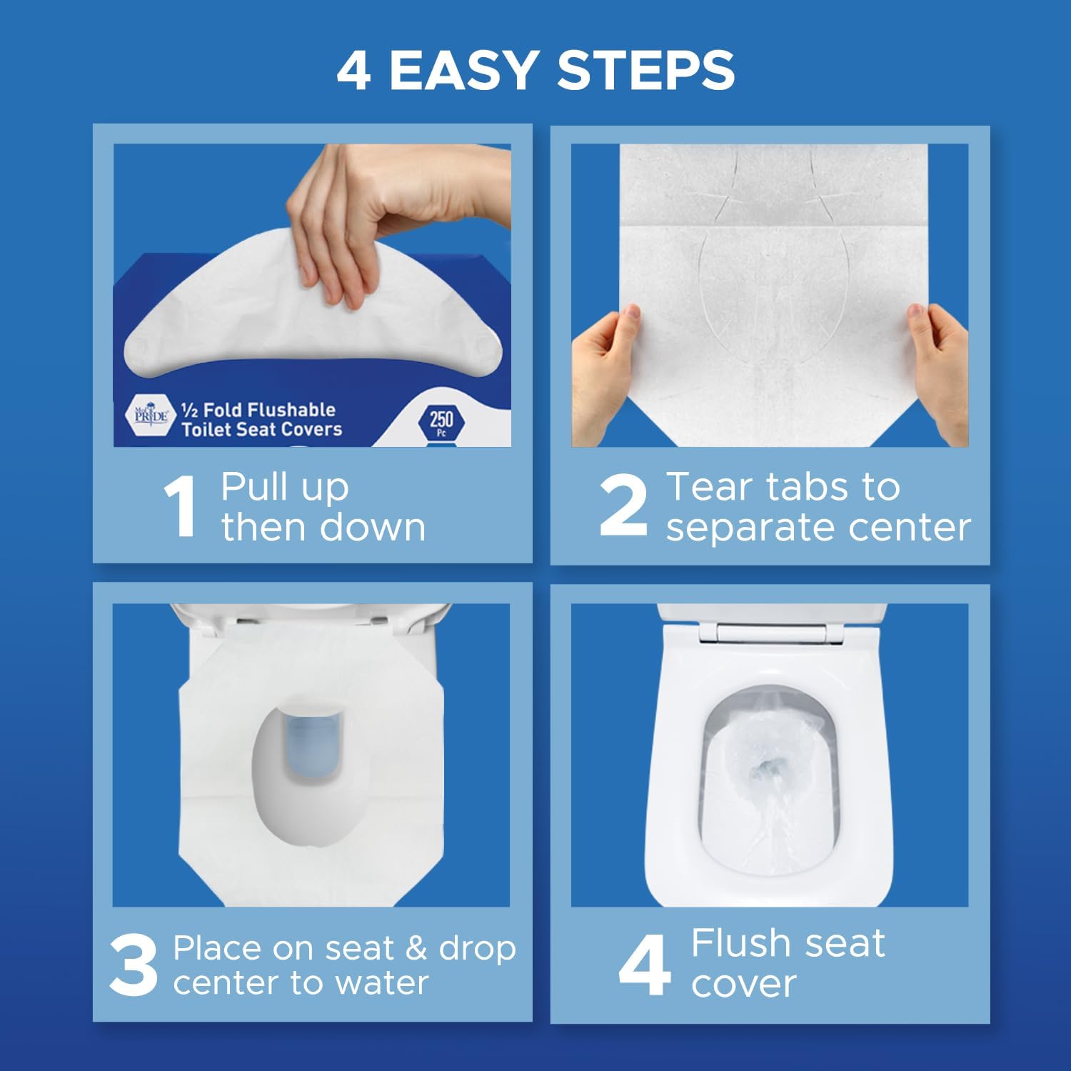 MED PRIDE Eco-Friendly Bathroom Protector Sheets - Septic Safe-Disposable Toilet Seat Covers [Pack