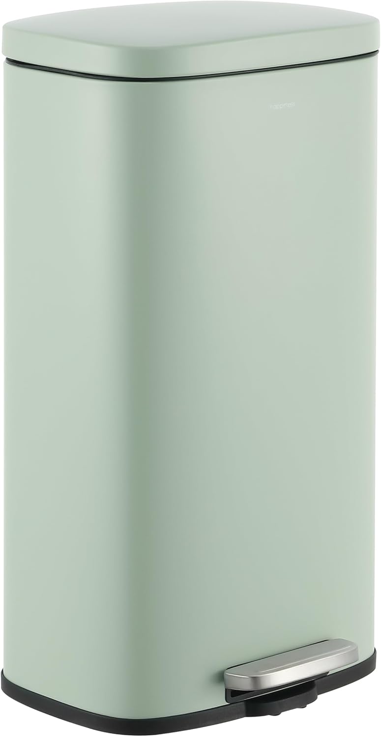 happimess HPM1011H Curtis 8-Gallon Step-Open Trash Can, Fingerprint Resistant, Modern, Minimalistic