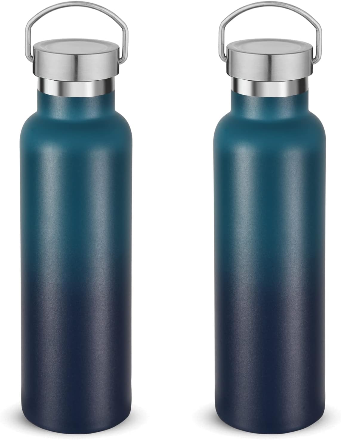 Neihepal 20 oz Insulated Water Bottles Bulk 2 Pack,Stainless Steel Double Wall Sport Bottle with