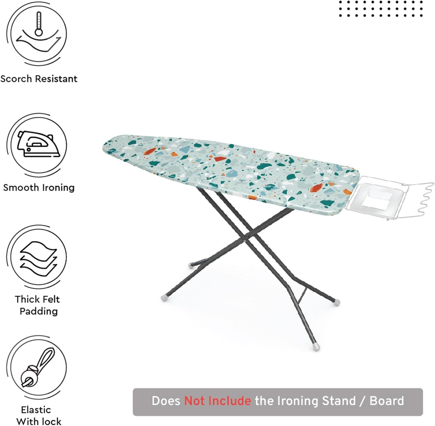 Encasa XO Ironing Board Cover and Pad - Thick 4mm Felt, Heat & Scorch-Resistant, Fits Medium Boards