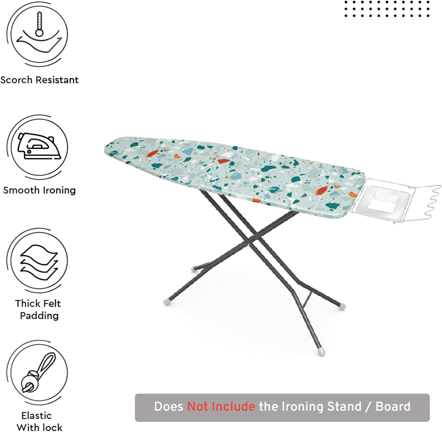 Encasa XO Ironing Board Cover and Pad - Thick 4mm Felt, Heat & Scorch-Resistant, Fits Medium Boards