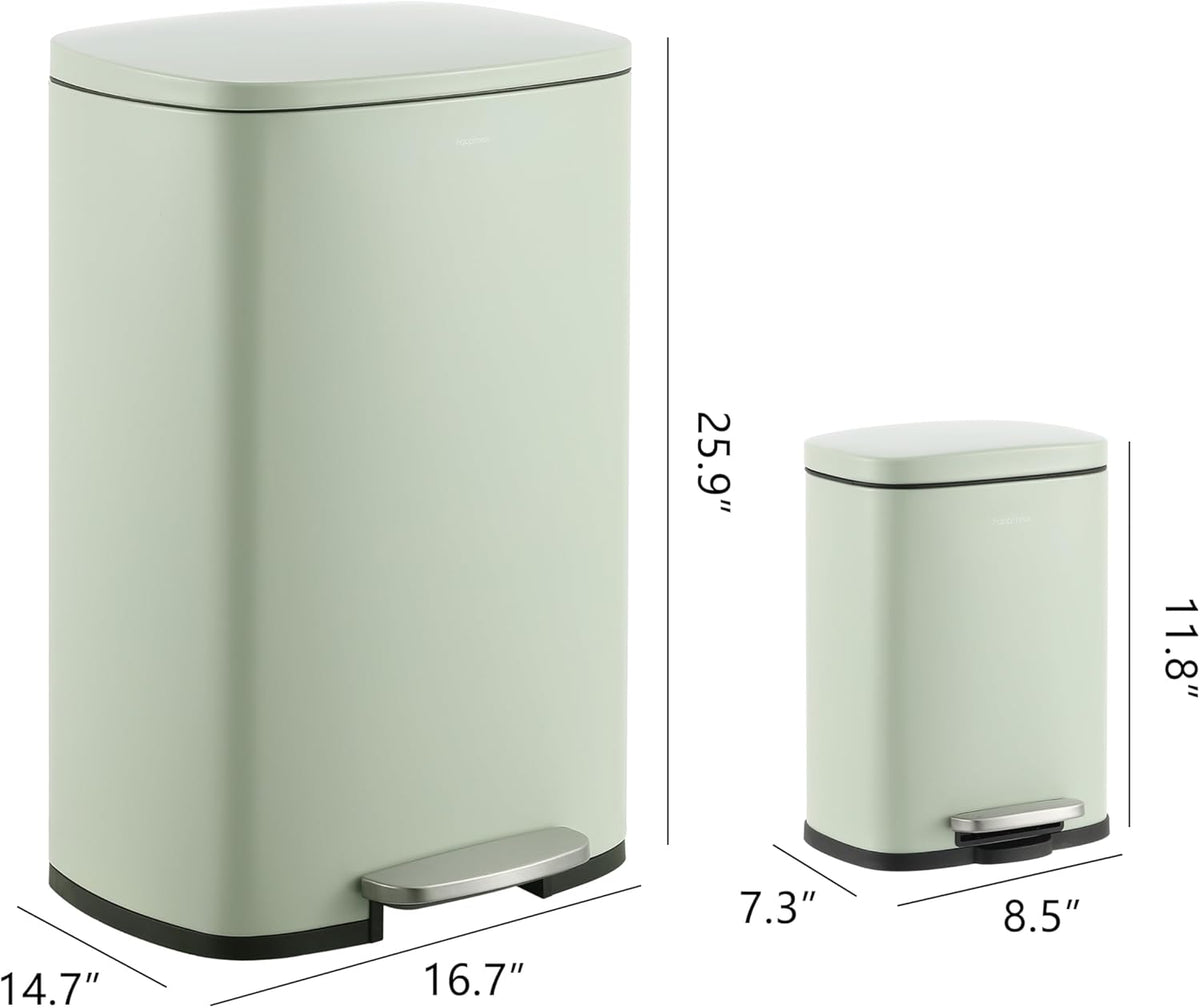happimess HPM1006E Connor Rectangular 13-Gallon Trash Can with Soft-Close Lid and Free Mini Trash