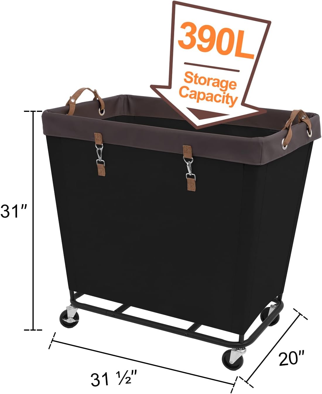 StorageWorks 320L Laundry Basket with Wheels, Extra Large Rolling Hampers for Clothing Organizer