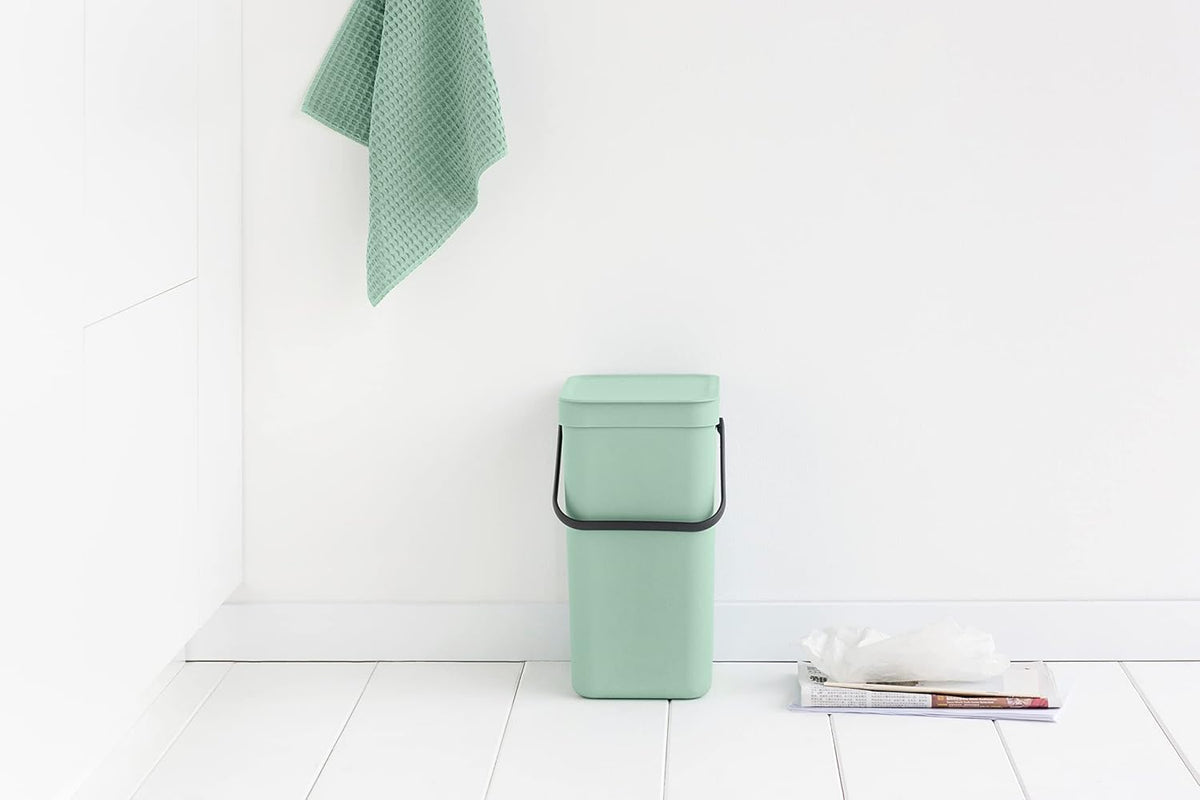 Brabantia Sort & Go Kitchen Recycling Can (3.2 Gal/Jade Green) Stackable Waste Organiser with