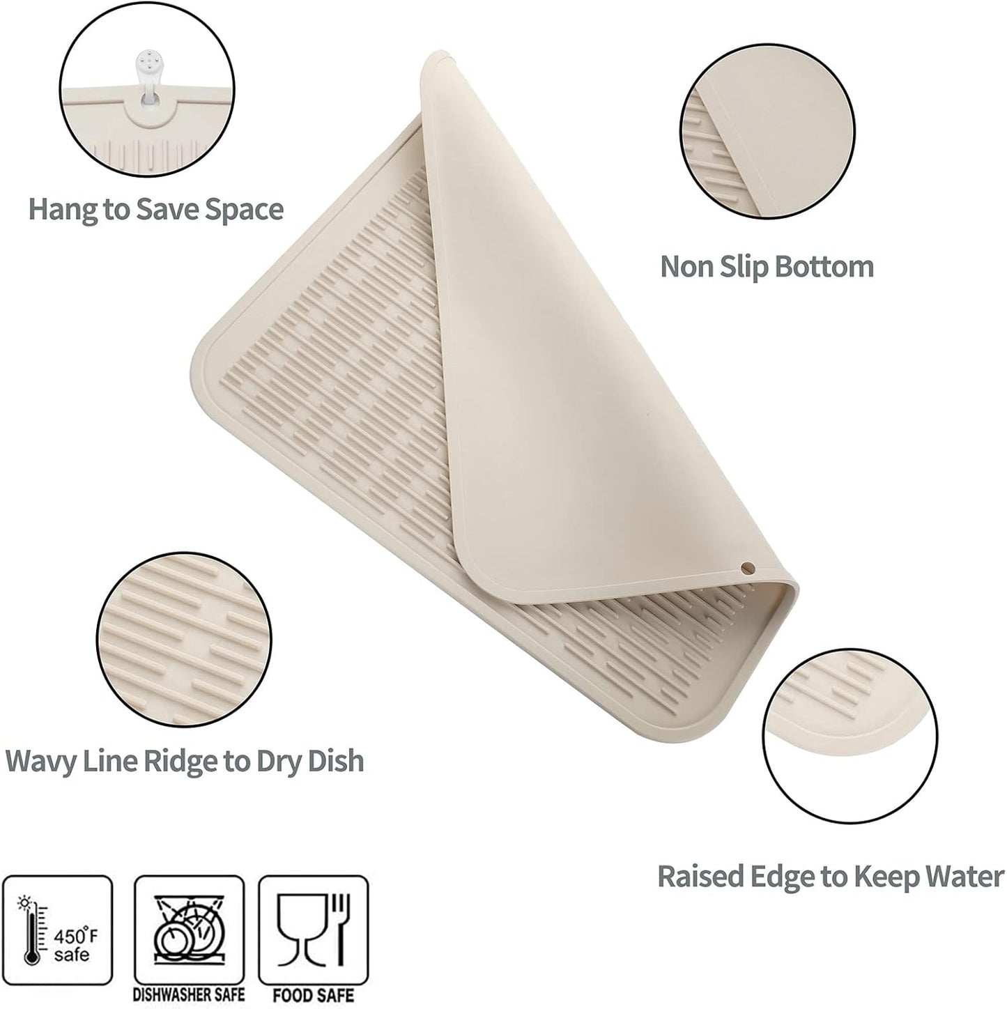 Silicone Dish Drying Mat for Multiple Usage,Easy clean,Eco-friendly,Heat-resistant Silicone Mat for