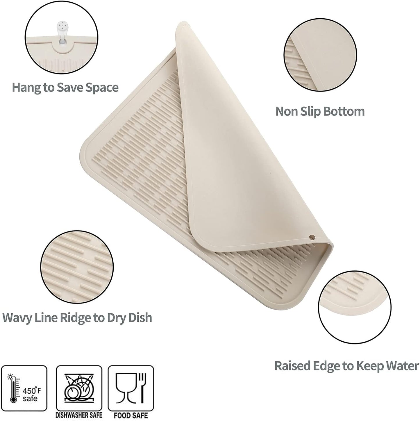 Silicone Dish Drying Mat for Multiple Usage,Easy clean,Eco-friendly,Heat-resistant Silicone Mat for