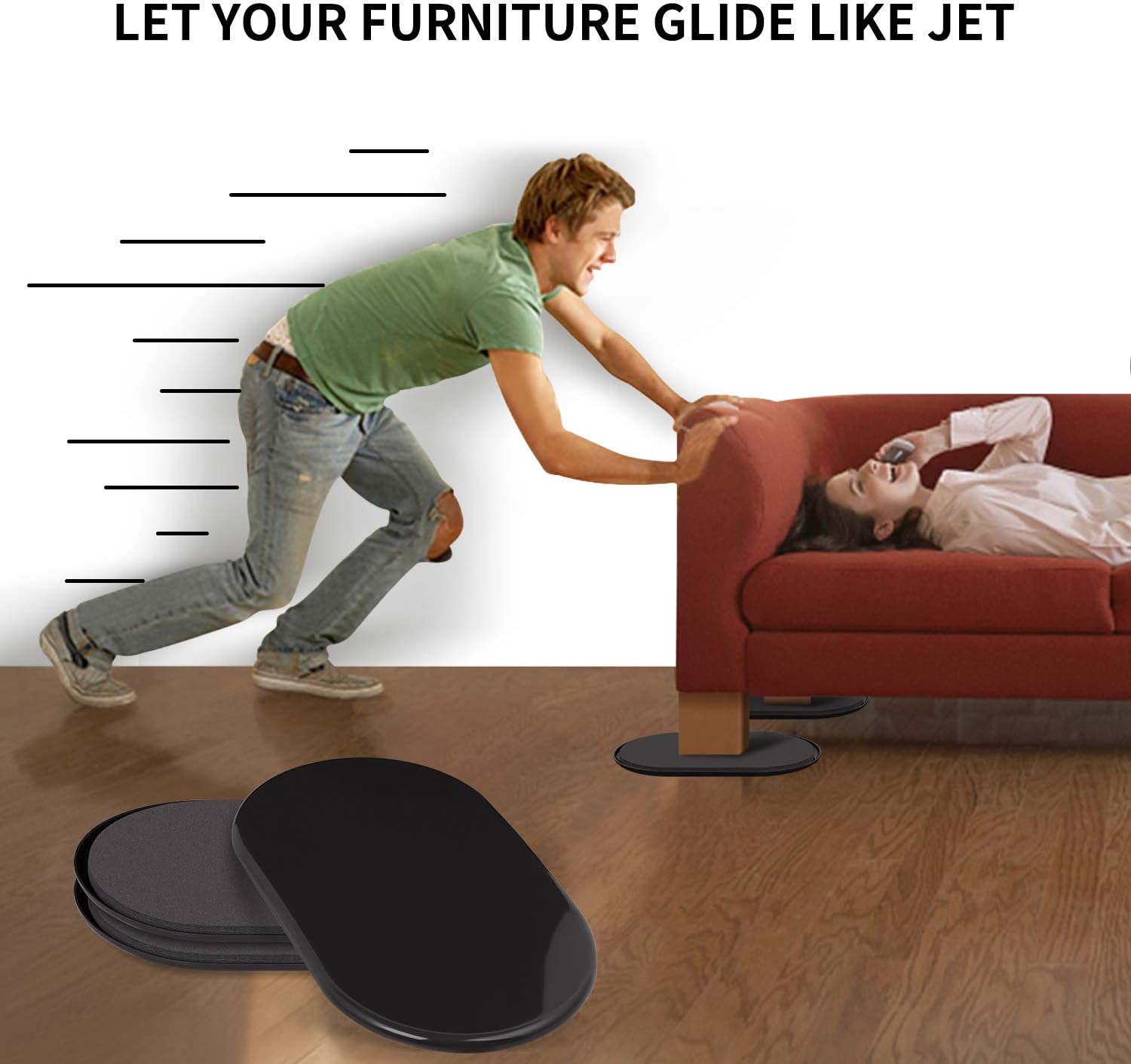 Ezprotekt 8 Pack Large Furniture Movers Sliders for Carpet, 9 1/2" x 5 3/4" Reusable Oval Furniture