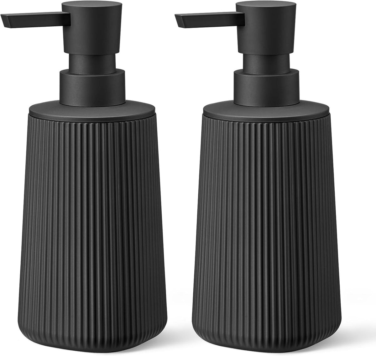 Black 2 Pack Hand Soap Dispensers with No Rust Pump for Bathroom and Kitchen Countertops Refillable