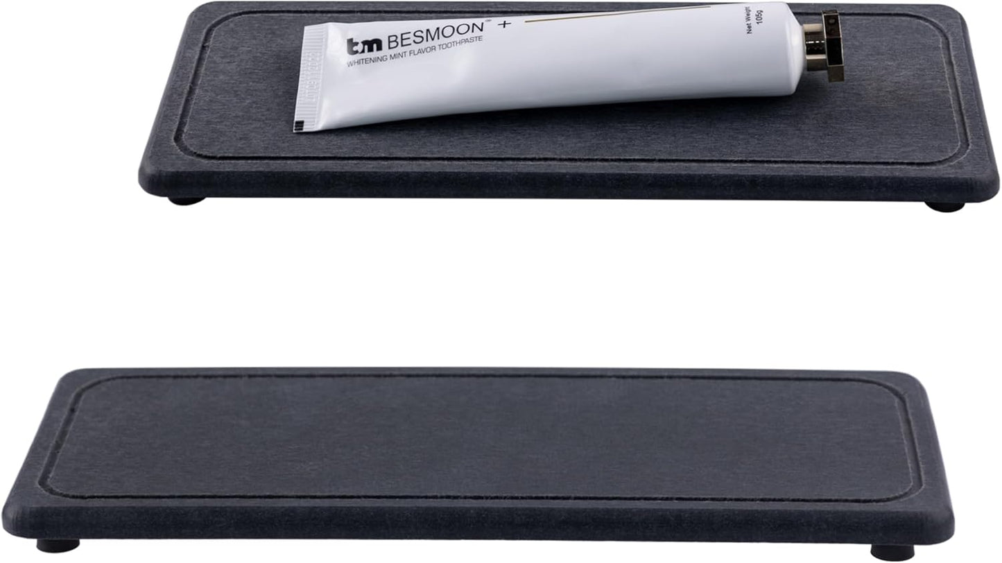 2 Pcs Water Absorbing Stone Trays, Kitchen/Bathroom Sink Soap Dish, Diatomite Tray Used for Hand