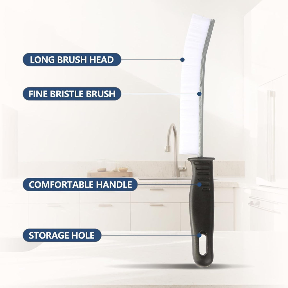 Crevice Cleaning Brush Set, 6 Pack Gap Cleaning Brushes for Bathroom, Kitchen, Window Track, Hard