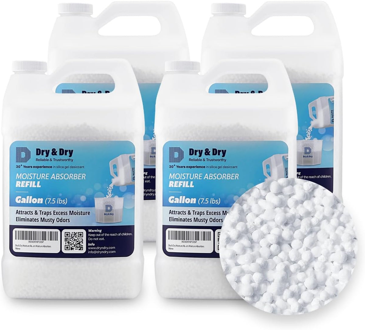 Dry & Dry Moisture Absorbers Refill Beads (30 LBS) - Dehumidifiers for Home Dehumidifier for