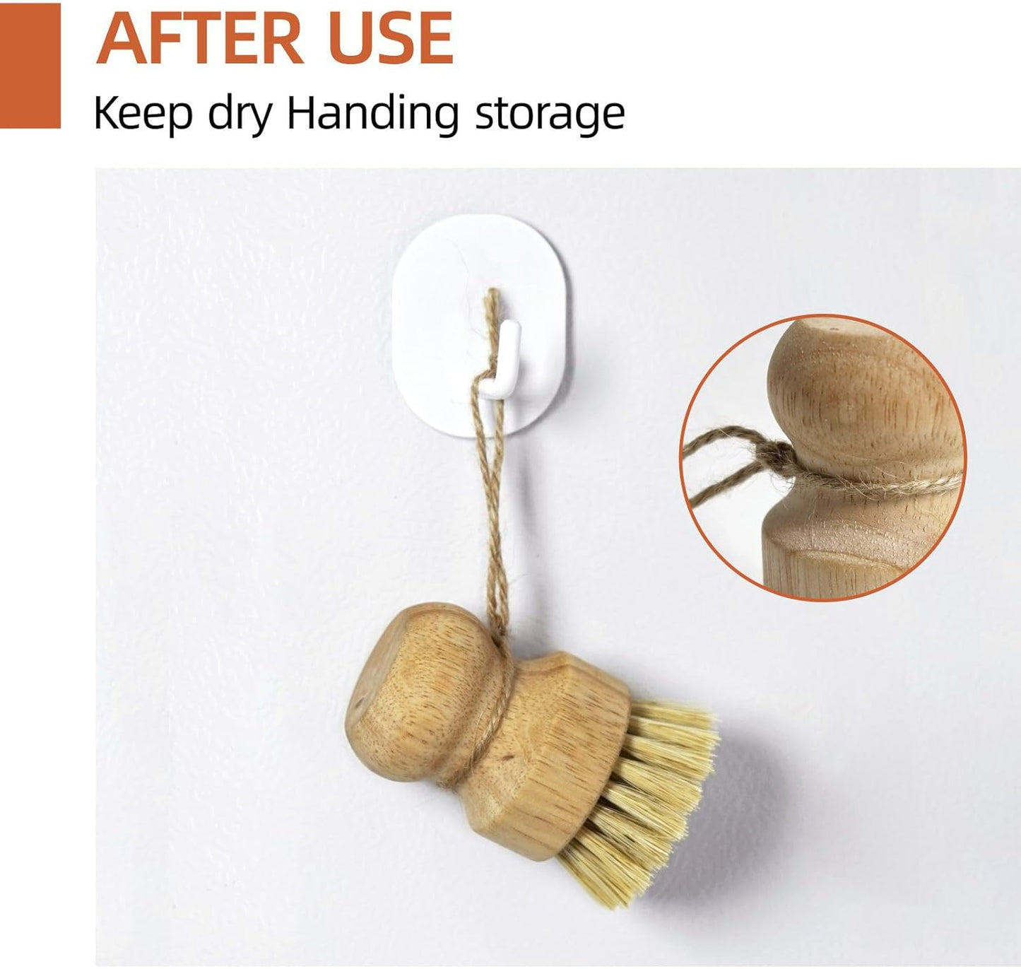 Bamboo Pot & Pan Cleaning Brush Set - 3 Pack Natural Dish Brushes Bamboo Scrub Dish Brushes