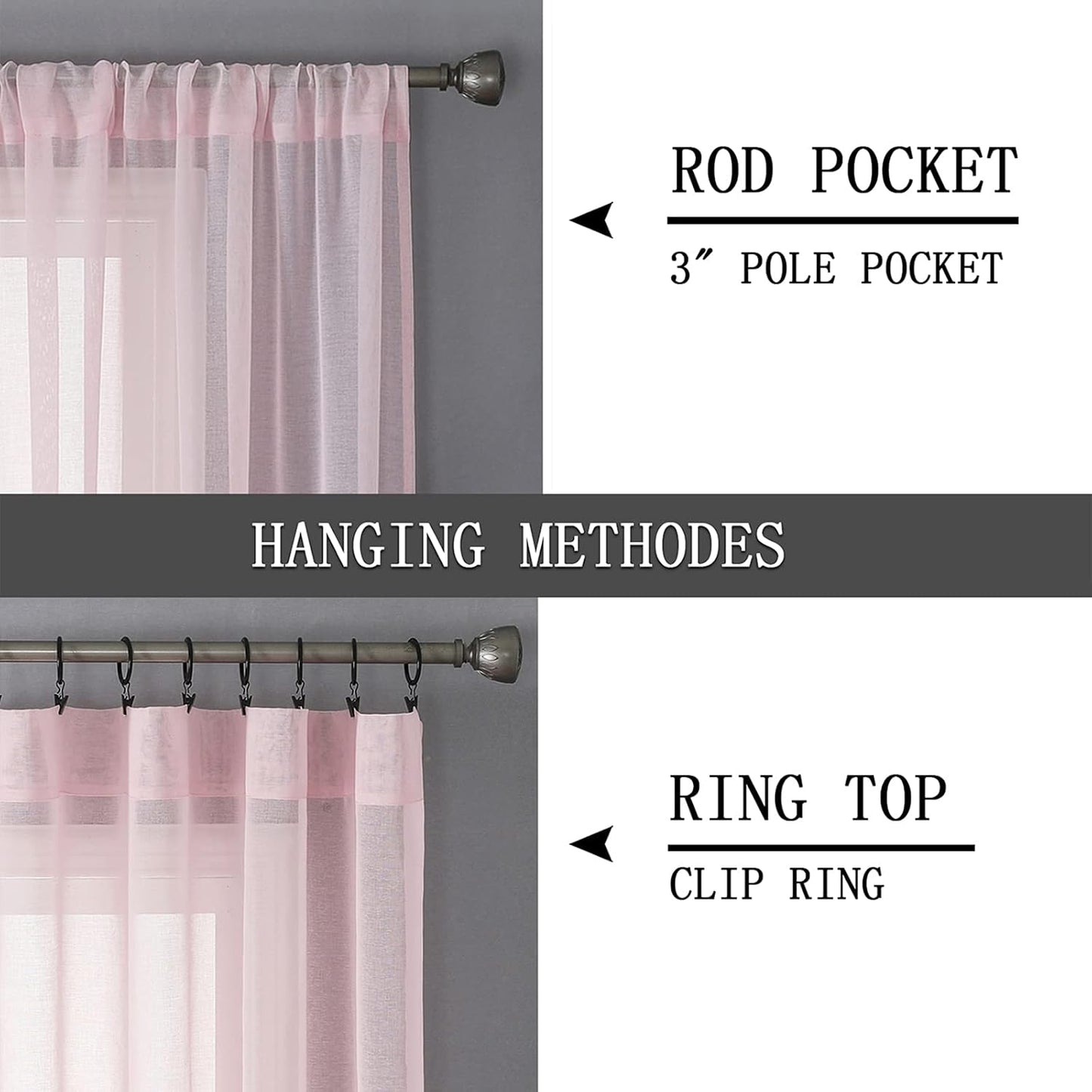 Tollpiz Short Sheer Curtain Linen Textured Bedroom Curtains Sheer Light Filtering Rod Pocket Voile