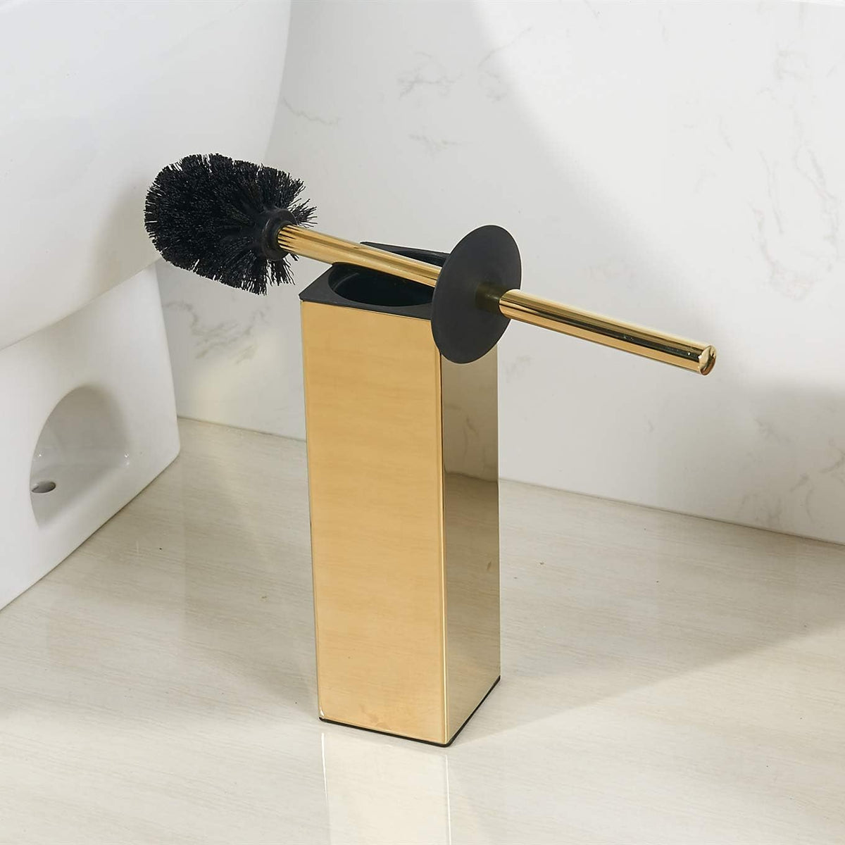 BGL Freestanding Solid Stianless Steel 304 Toilet Bowl Brush and Holder for Bathroom Storage and