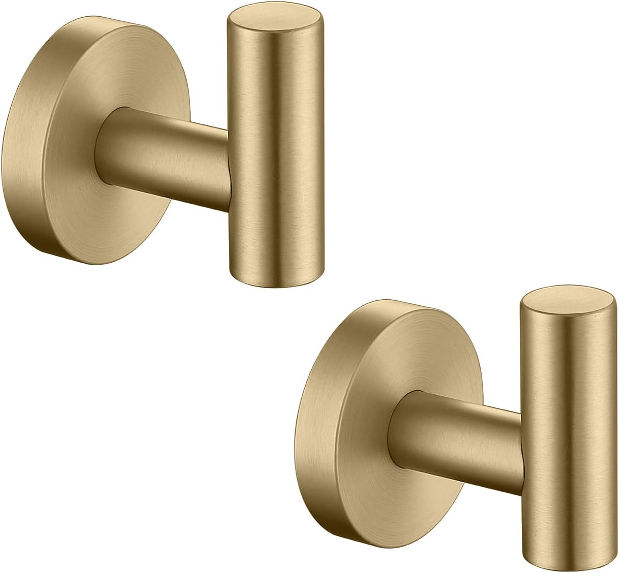 TASTOS Brushed Gold Bathroom Towel Coat Hook Stainless Steel, 2 Pack Robe Clothes Cabinet Closet