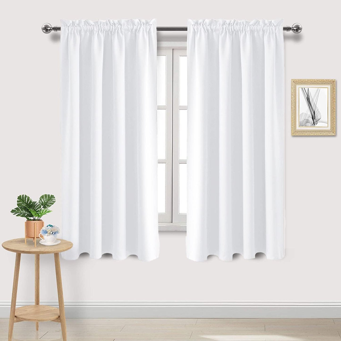 DWCN White Curtains for Living Room Thermal Insulated, 50% Light Blocking Curtains for Bedroom