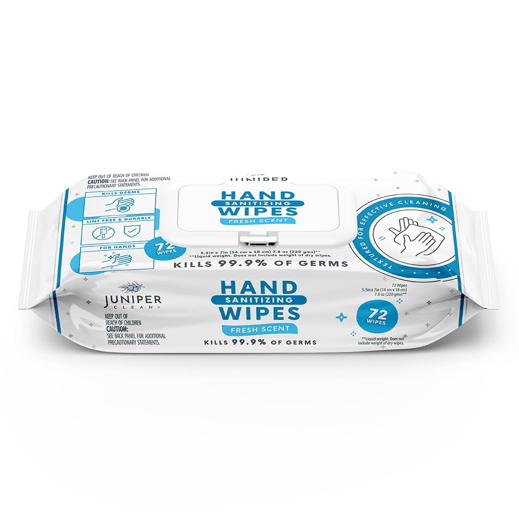 1 Pack Hand Sanitizing Wipes, Alcohol Free 72 Count Disposable Hand Sanitizer Wipes, Fresh Scent