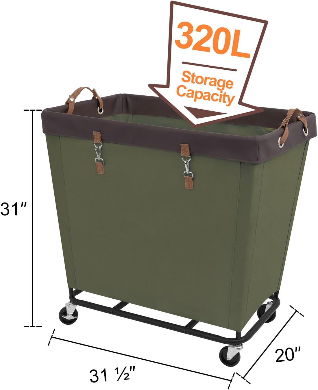 StorageWorks 320L Laundry Basket with Wheels, Extra Large Rolling Hampers for Clothing Organizer