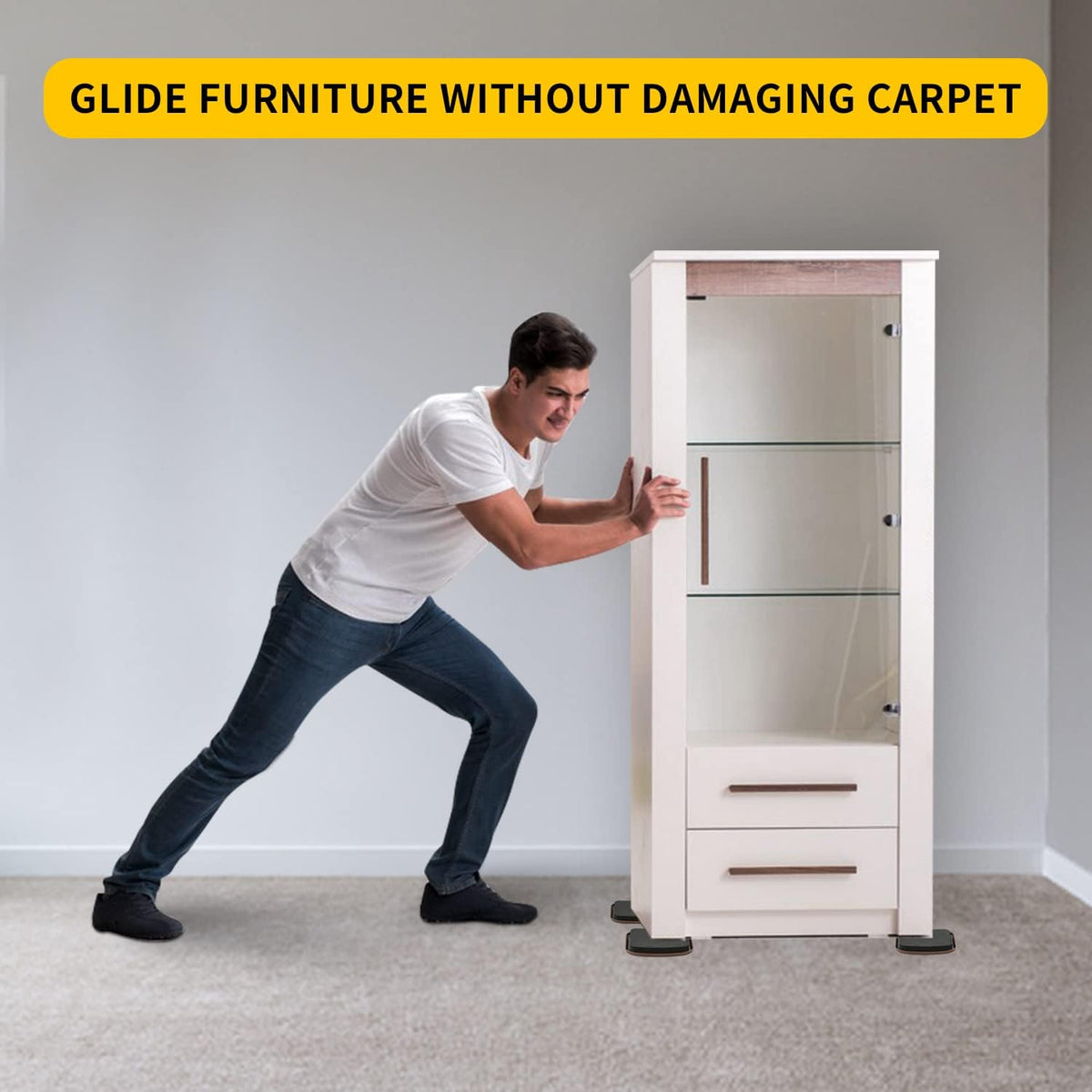 new space 3 Inch Furniture Sliders, 12pcs Sliders for Moving Furniture, Heavy-Duty Furniture Movers