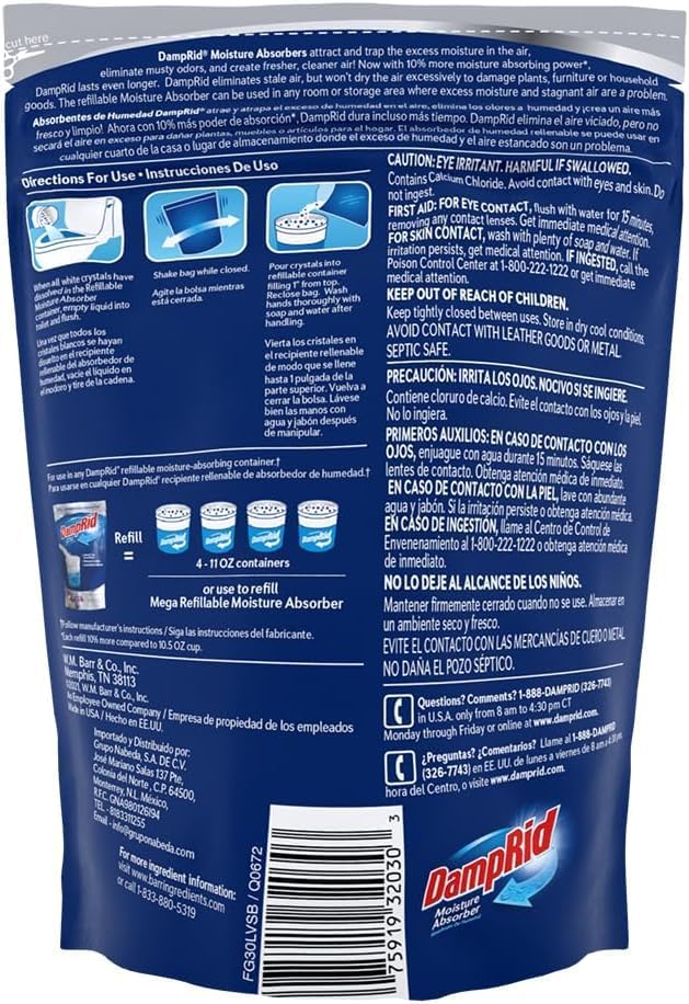 Damp Rid Refillable Moisture Absorber, Includes Single Damp Rid Pure Linen 11oz. Cup & 44oz. Refill