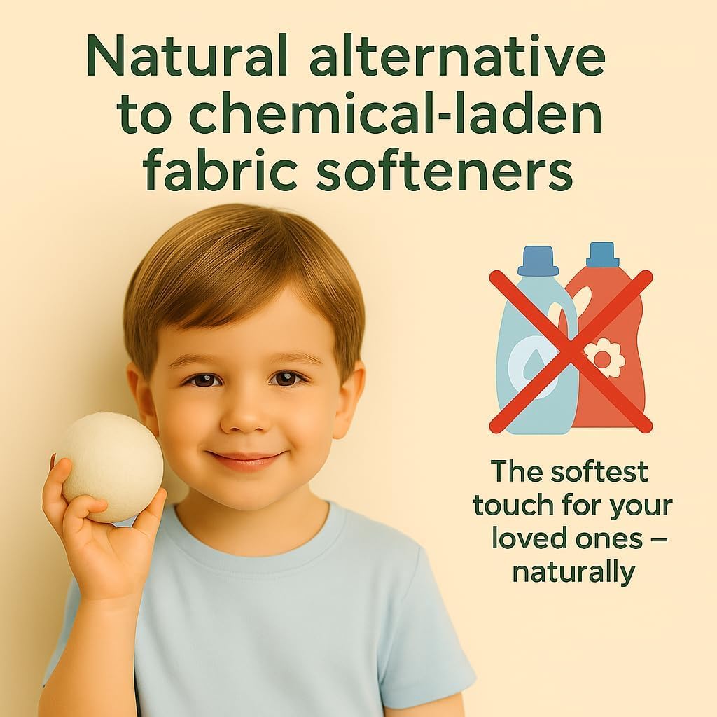 Wool Dryer Balls – 4XL Pack + 2 Essential Oils – 100% Pure New Zealand Wool – Eco-Friendly Fabric