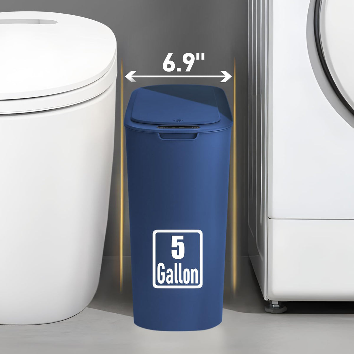 5 Gallon Motion Senor Bathroom Trash Can with Lid, Automatic Garbage Can Touchless, Smart Plastic