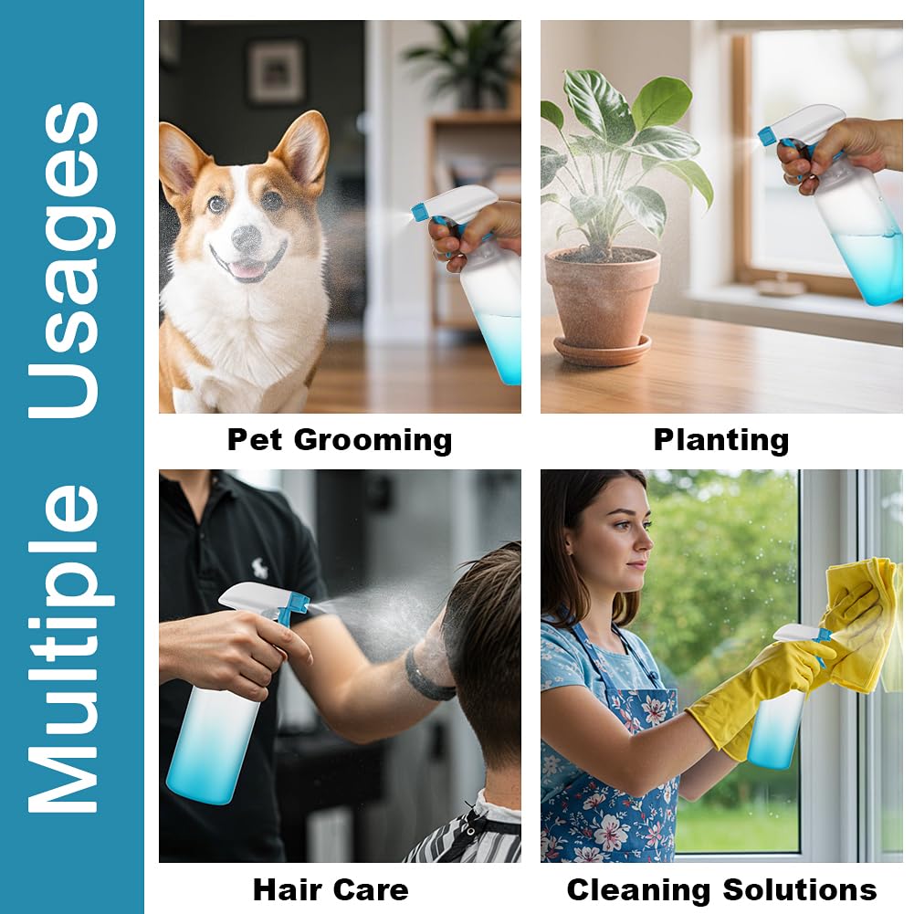 Spray Bottles 16.9oz/500ml Plastic Spray Bottle for Hair Mist/Stream Empty Spray Bottle Heavy Duty