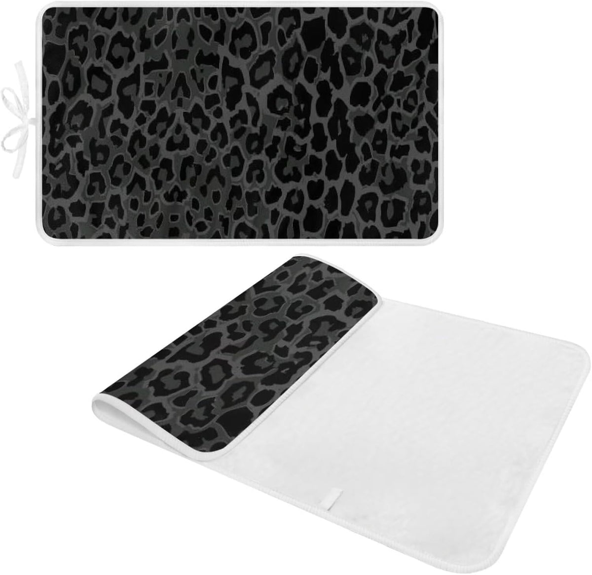 Black Ironing Mat Portable Leopard Print Ironing Pad for Steam Pressing on Tabletop or Bed,Heat