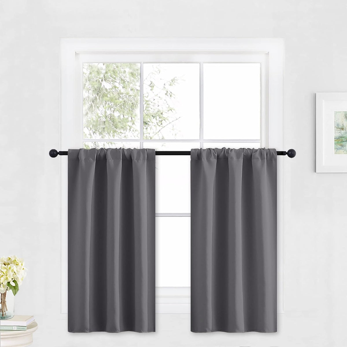 RYB HOME Blackout Curtains for Bathroom - Solid Light Block Blinds Privacy Light Block Drapes for