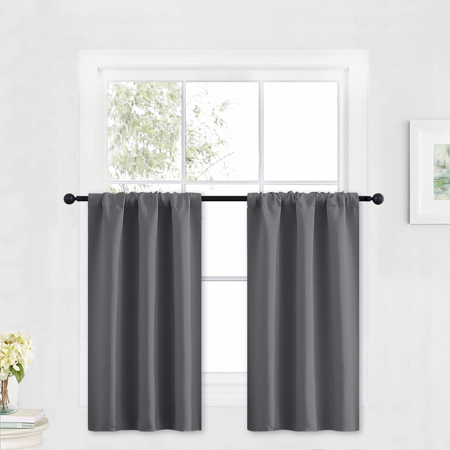 RYB HOME Blackout Curtains for Bathroom - Solid Light Block Blinds Privacy Light Block Drapes for