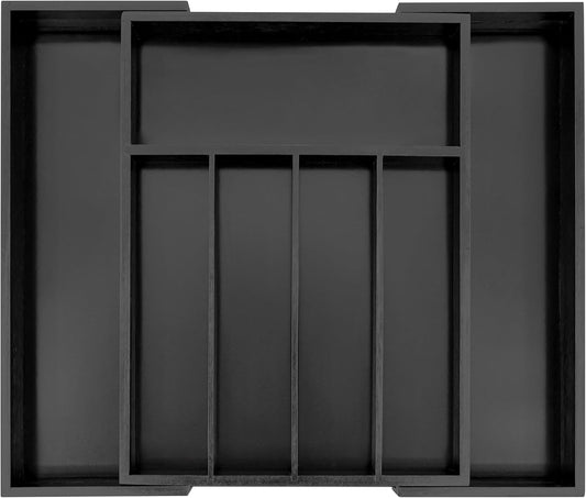 VaeFae Bamboo Drawer Organizer, Expandable Silverware Drawer Organizer, Cutlery Tray with Dividers