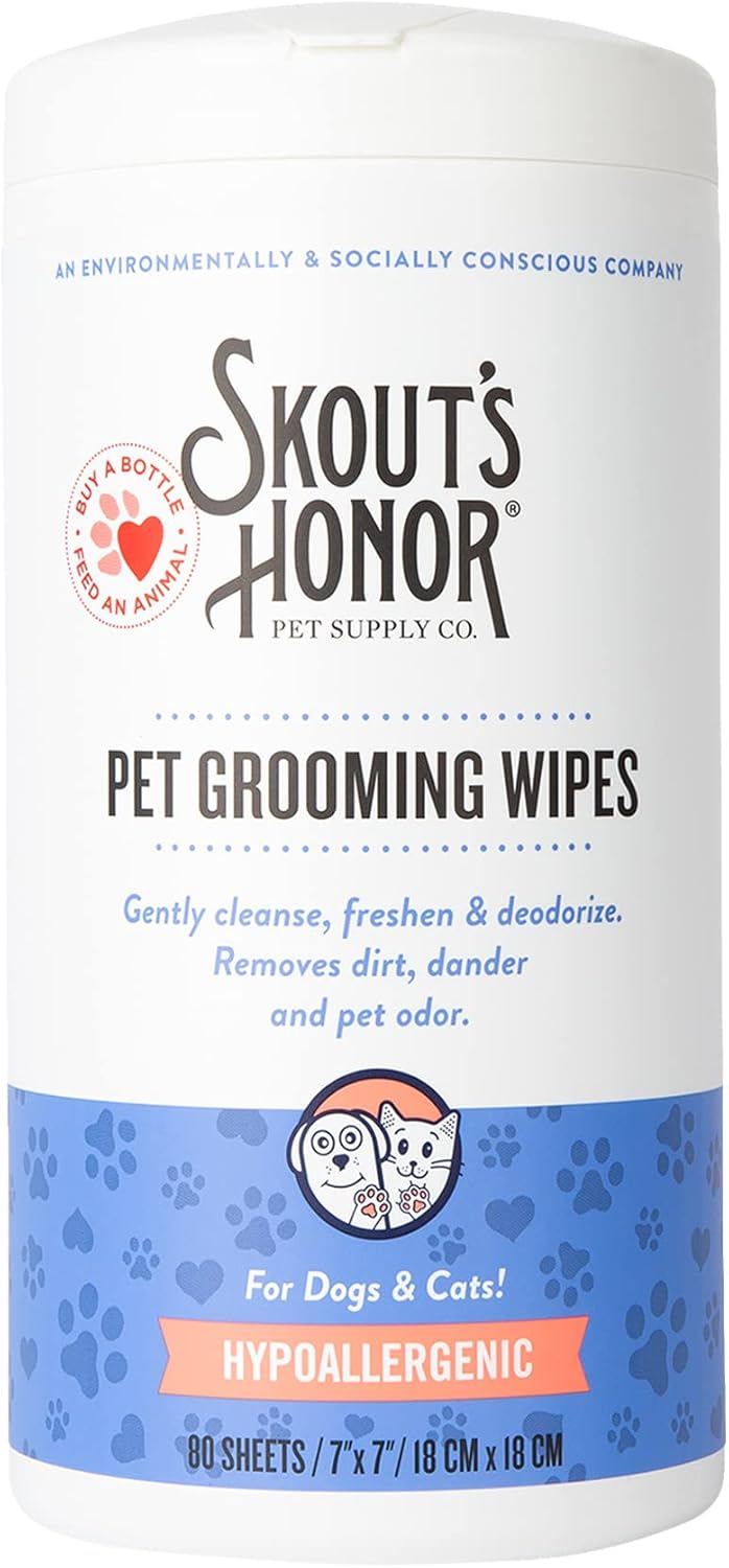 SKOUT'S HONOR Pet Grooming Wipes for Dogs and Cats - Deodorizing, Plant-Based, Biodegradable