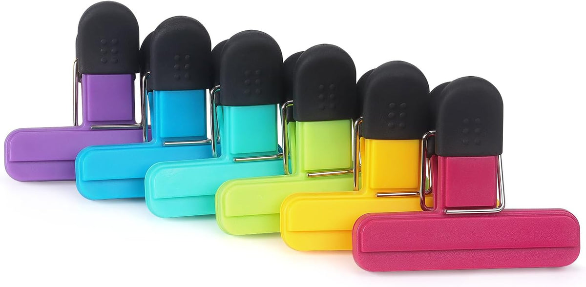 Tamaki 6 Pack Bag Clips, Food Clips, Chip Bag Clip Plastic Heavy Duty Seal Grip, 3 x 2.5 Inch