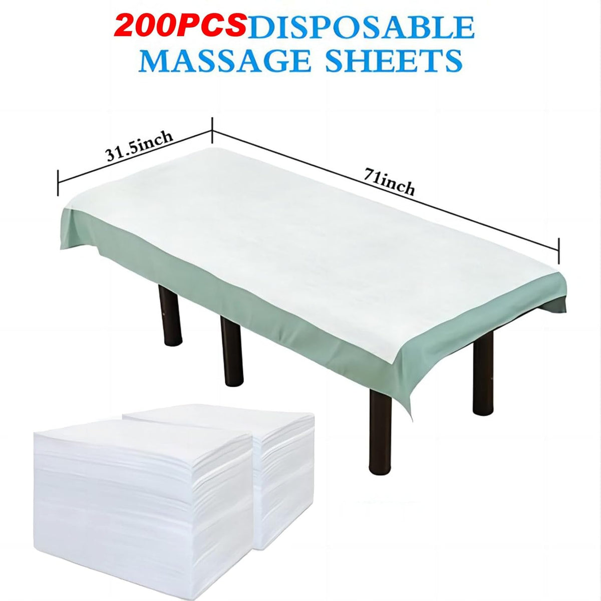 200Pcs Disposable Massage Table Sheets 31.5" x 71" Non-Woven Fabric Bed Covers for Ultimate Hygiene