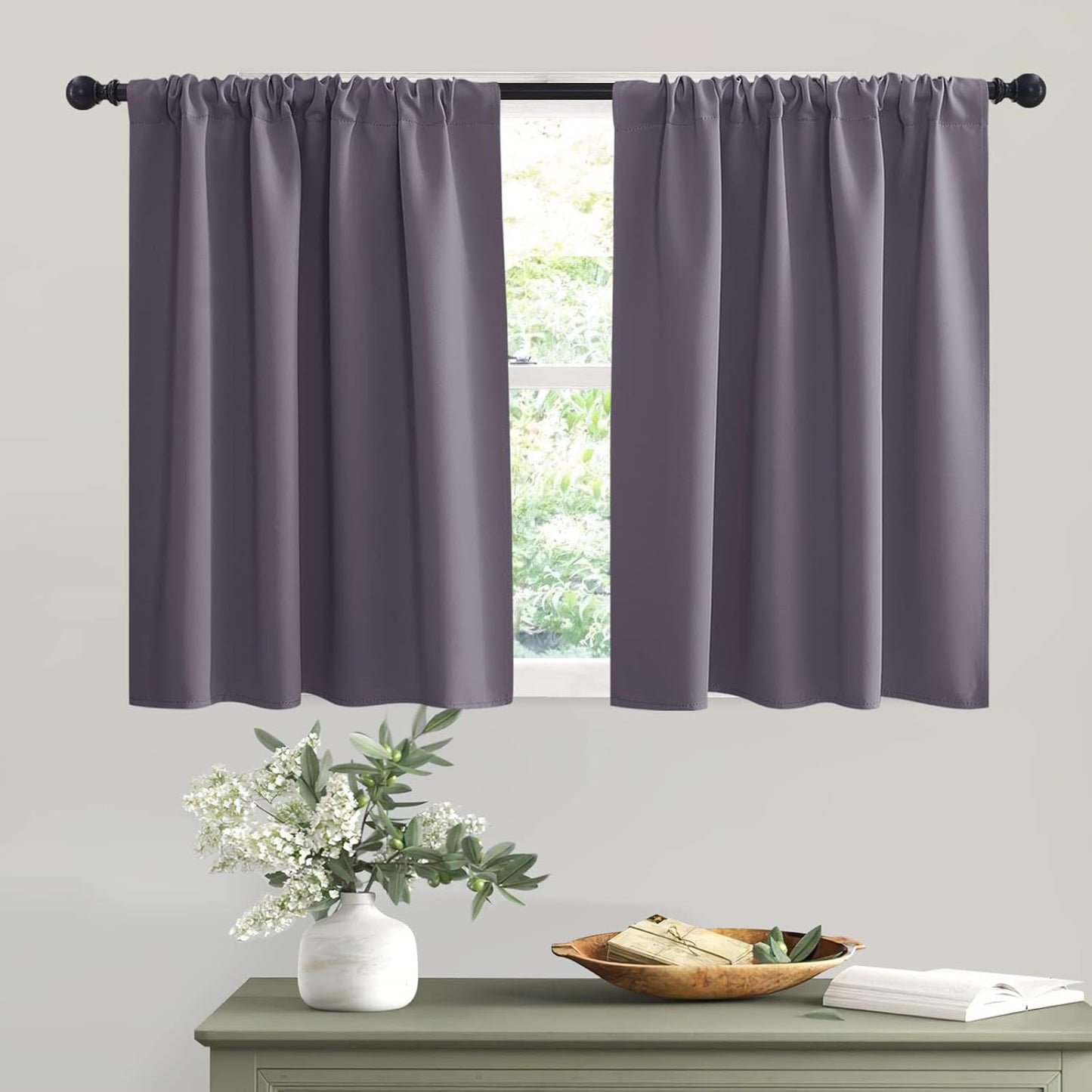 RYB HOME Bathroom Window Curtains - Blackout Curtains Small Window Short Drapes for Kitchen Bedroom
