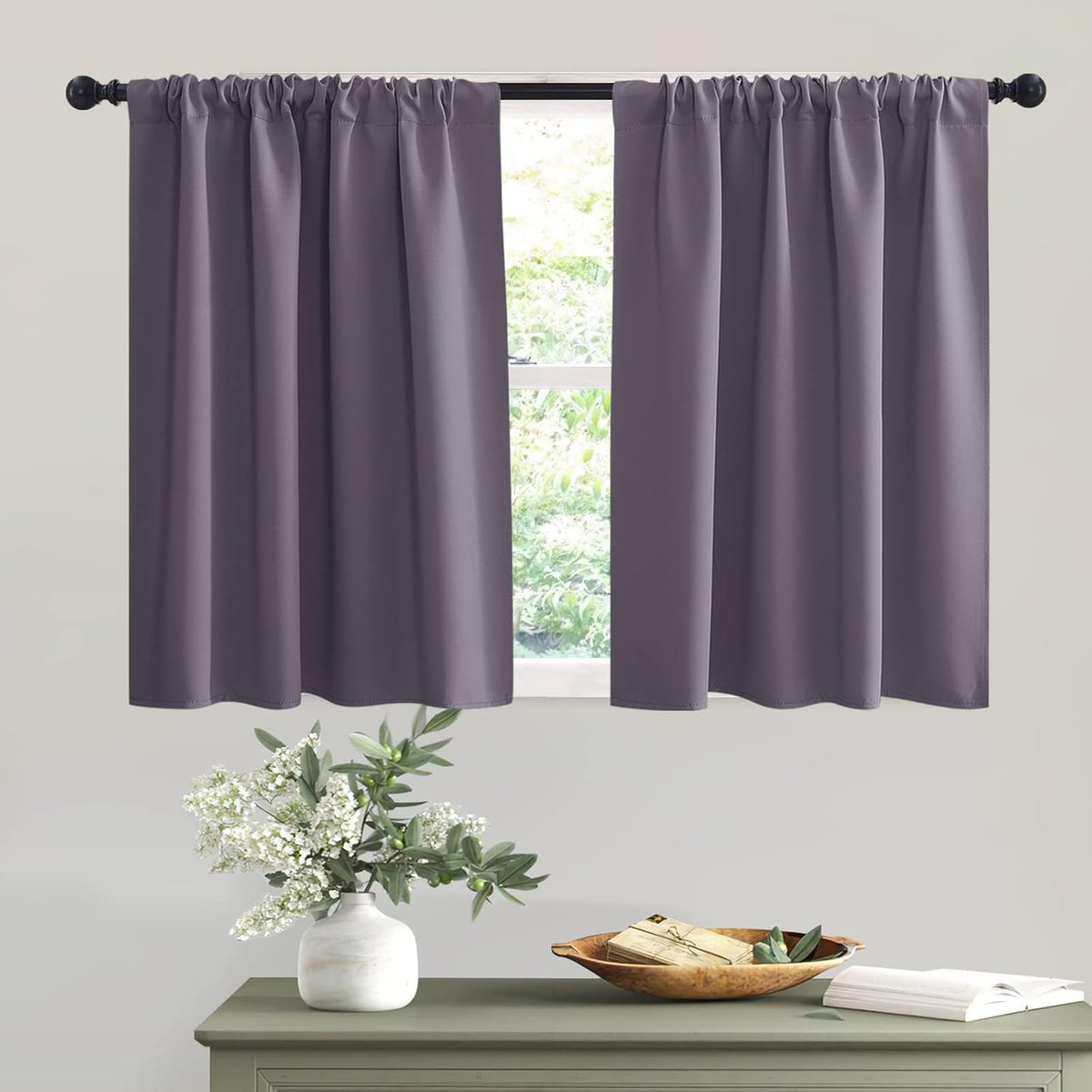RYB HOME Bathroom Window Curtains - Blackout Curtains Small Window Short Drapes for Kitchen Bedroom