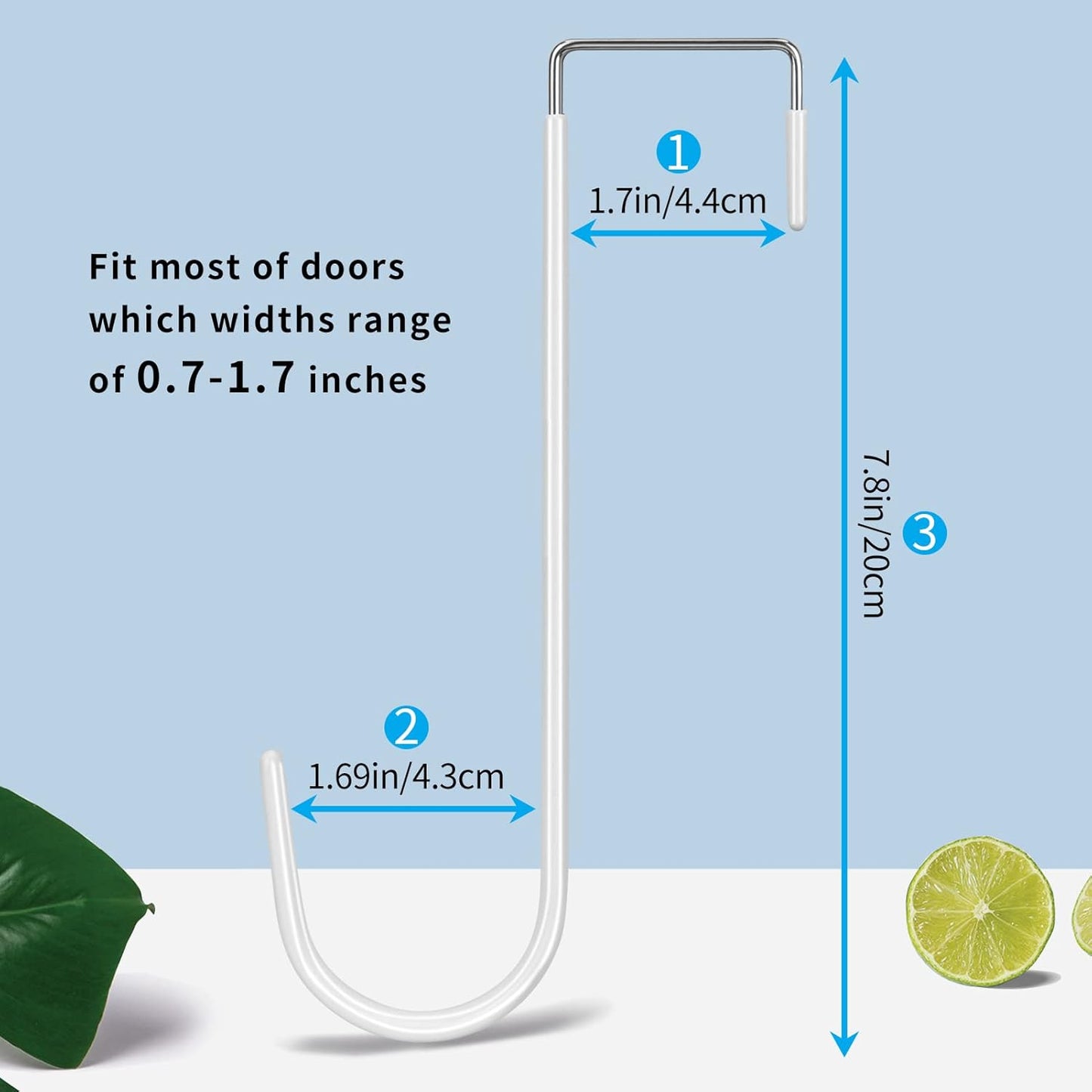 FYY Over The Door Hooks, 4 Pack Upgraded Long Door Hangers Hooks with Rubber Prevent Scratches