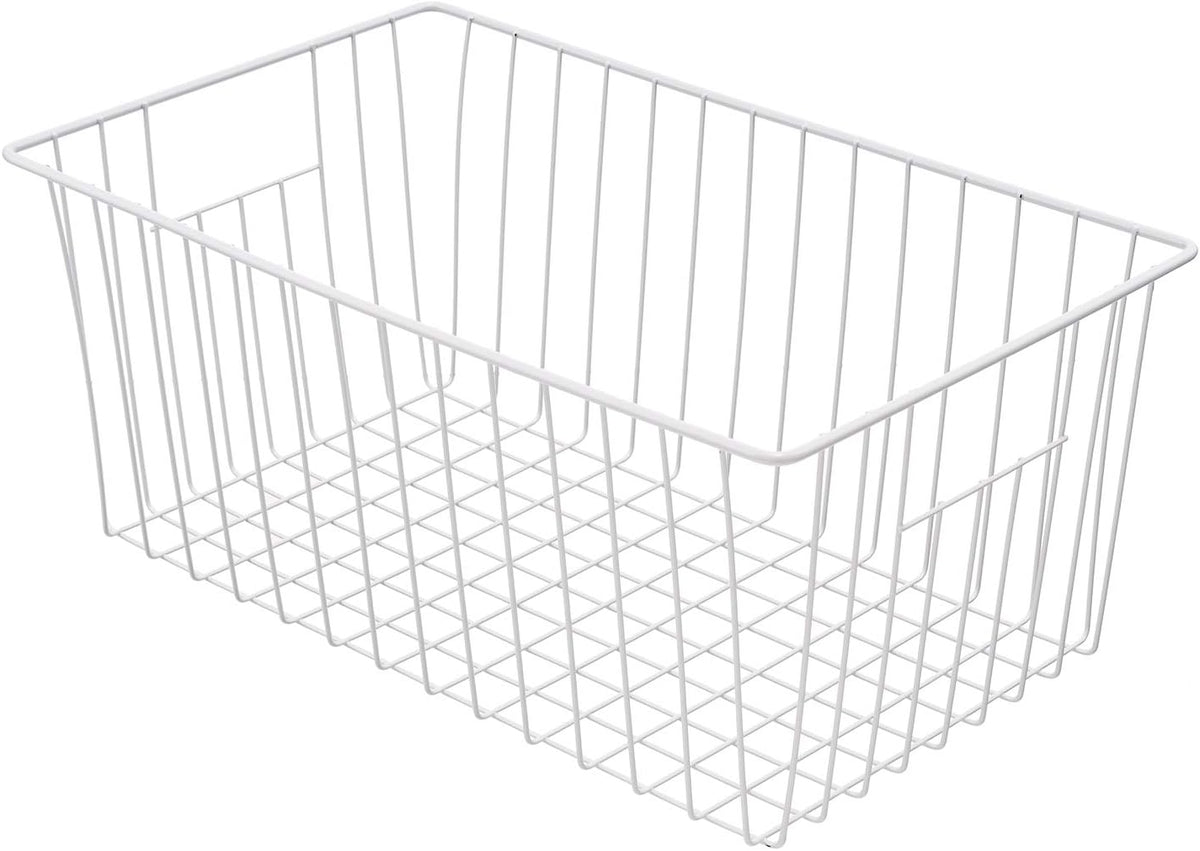 16inch Freezer Storage Organizer Baskets, Household Wire Refrigerator Bins with Built-in Handles