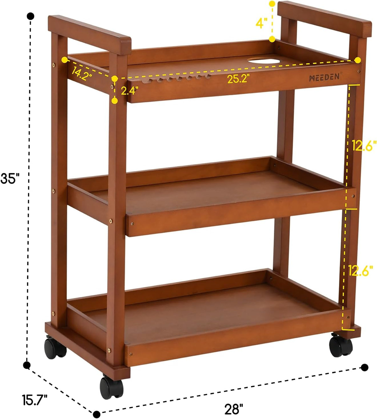 MEEDEN Art Supplies Cart, Walnut 3-Tier Multifunctional Art Storage Cart Organizer, Solid Beech