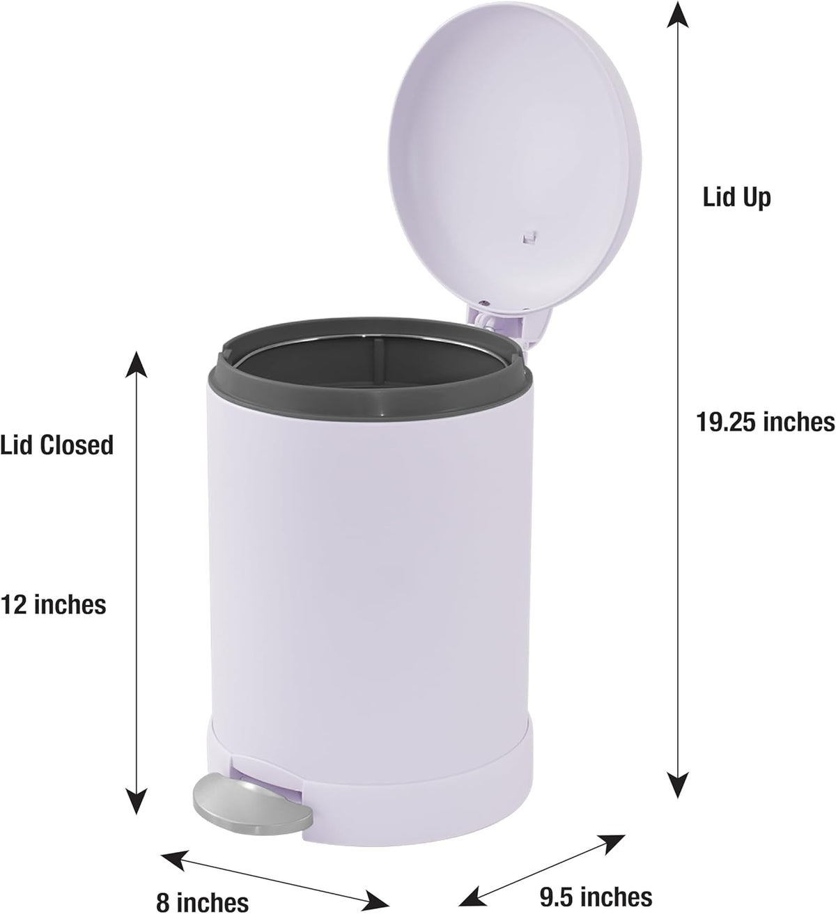 Glad Small Trash Can, 1.2 Gallon | Round Stainless Steel Garbage Bin with Soft Close Lid & Step
