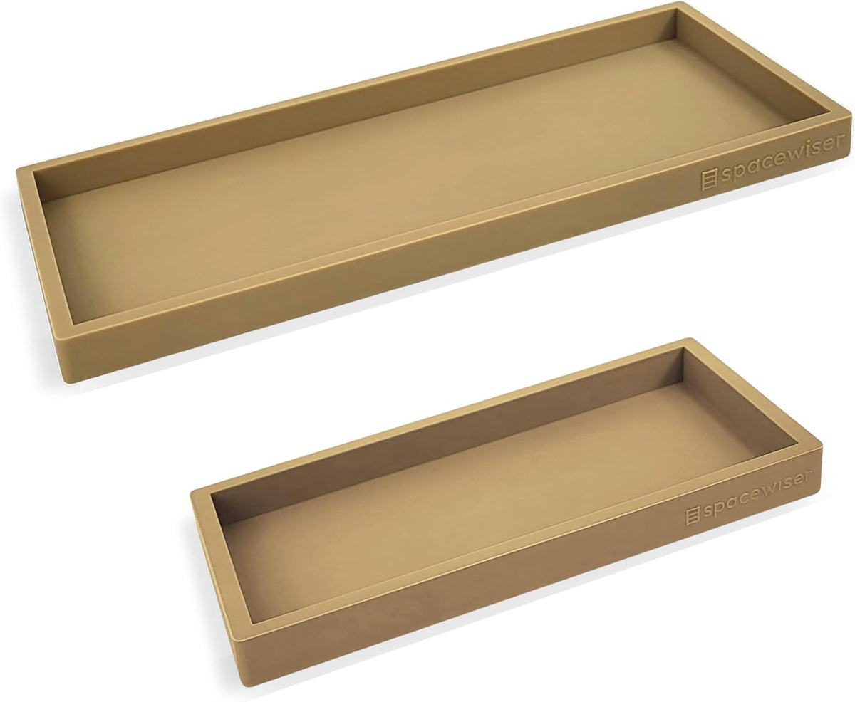 Countertop and Vanity Tray - 2 PC (11” and 7”) Shatterproof Silicone Kitchen and Bathroom Trays for