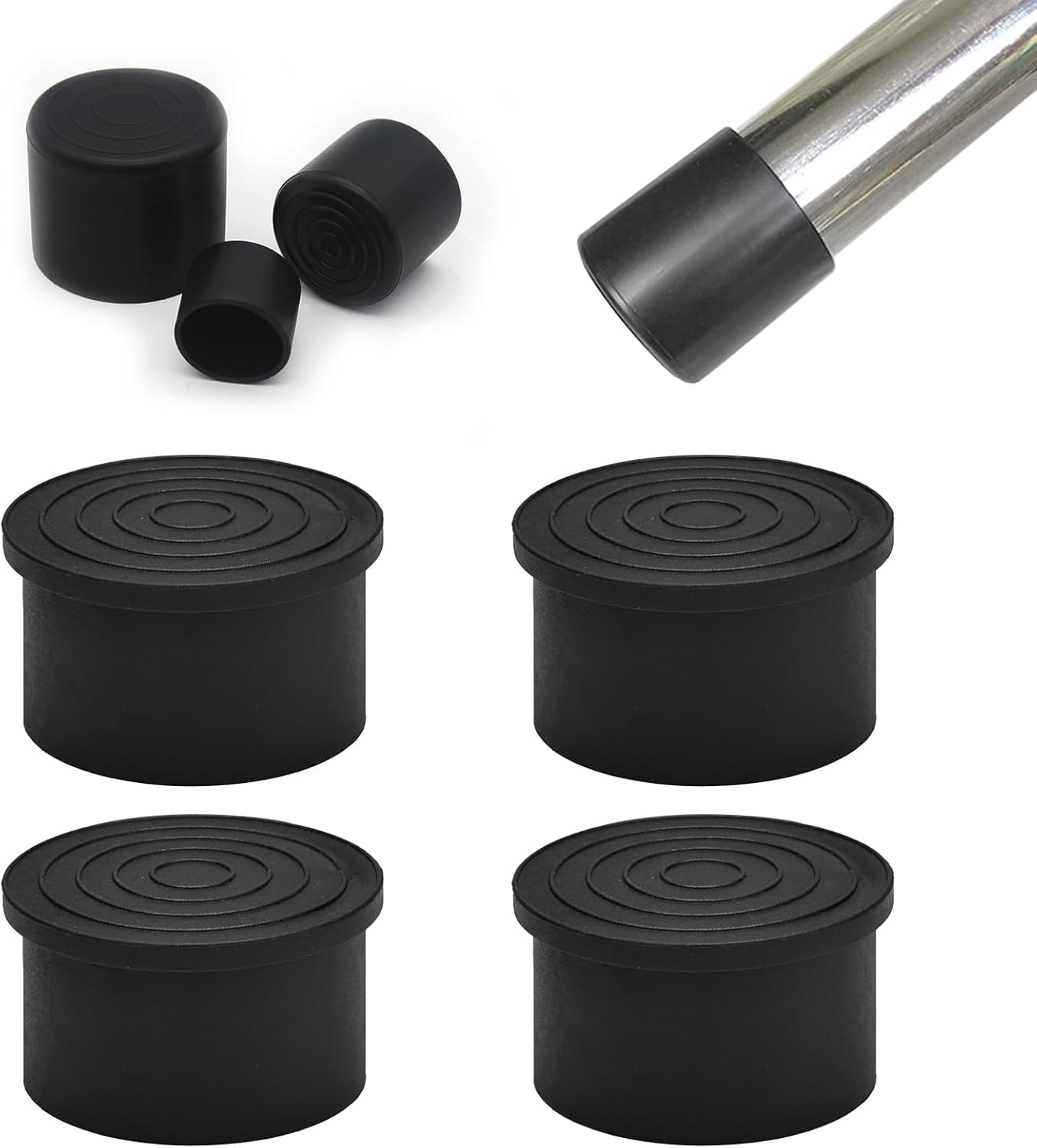 4 Pcs 2" Round Rubber Chair Leg Caps, PVC Table Leg Covers, Flexible & Anti-Slip Furniture Leg End