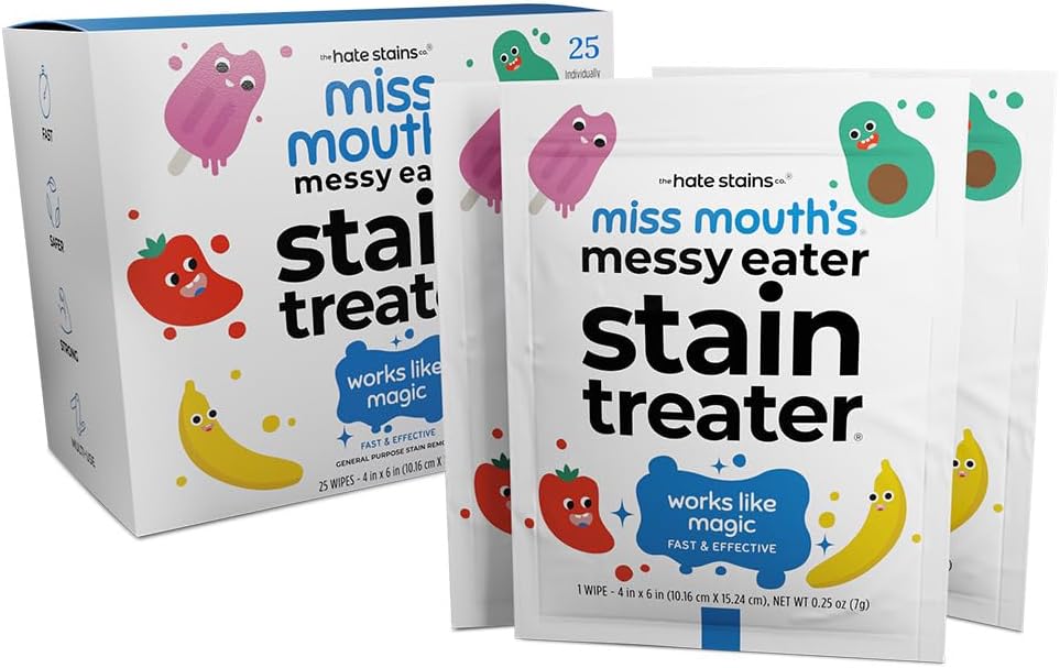 Miss Mouth's Messy Eater Stain Treater Wipes - 25 Pack Stain Remover - Newborn & Baby Essentials