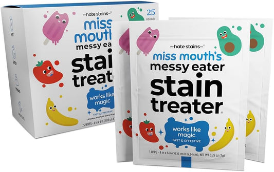 Miss Mouth's Messy Eater Stain Treater Wipes - 25 Pack Stain Remover - Newborn & Baby Essentials