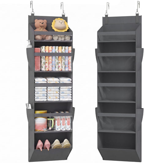 Lifewit 1 Pack Over the Door Organizer, Dark Gray, 40 lbs, Clear